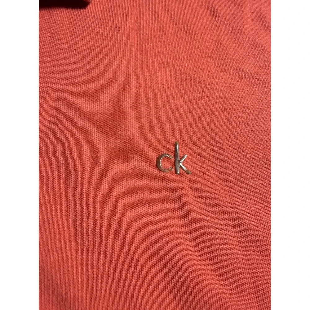Calvin Klein Polo Shirt Men Medium Pink Good Short Sleeve Cotton CK Logo